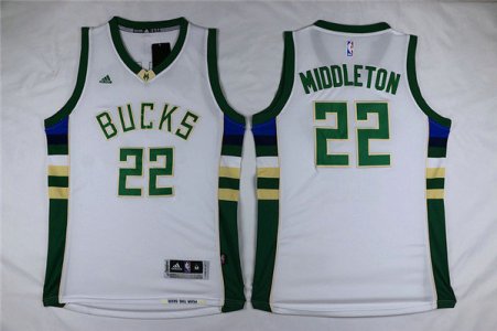 Maillot De Basket Milwaukee Bucks Khris Middleton 22 Tissus Sportif Fans Edition Blanc